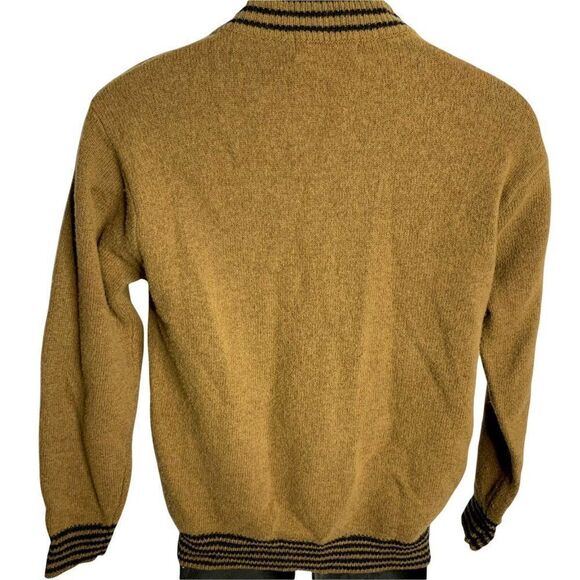 XY Corp Wool Pullover Sweater S Brown Long Sleeve Embroidered Patch High Neck - Picture 5 of 7